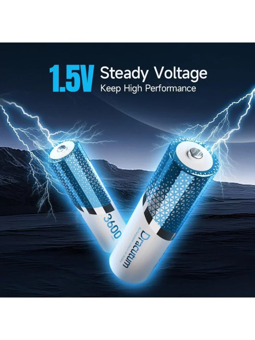 Rechargeable AA Batteries 8-Pack with Charger - Long Lasting 1.5V for Cameras